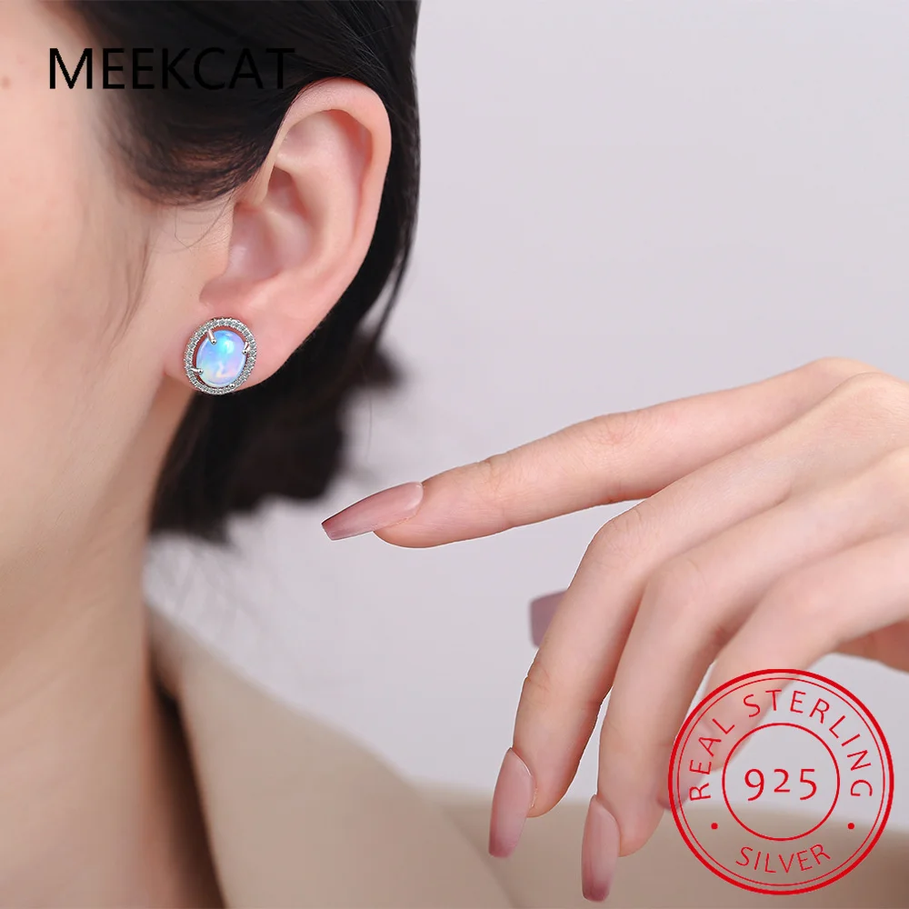 Oval Natural Opal Stone Stud Earrings For Women 925 Sterling Silver Vintage Femme Gemstone Fine Jewelry Brincos de Prata