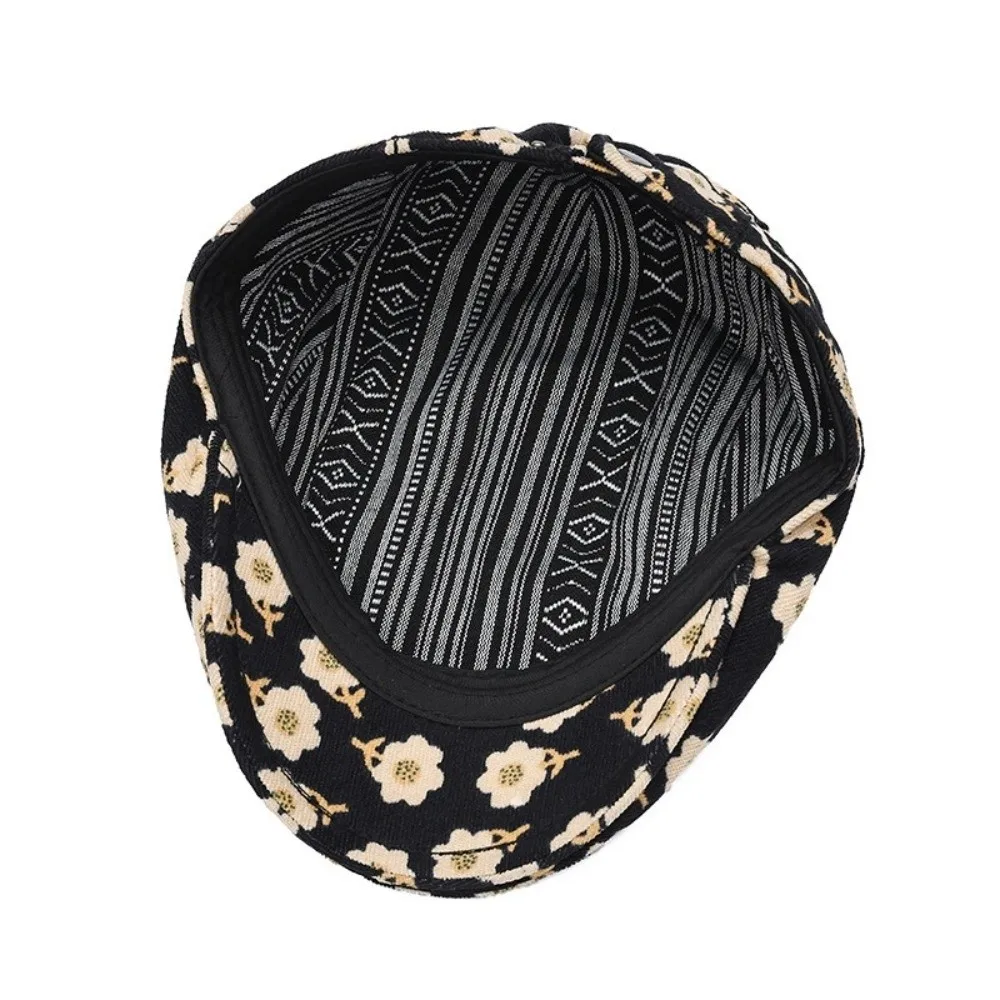 أنيق الرجعية الأزهار قبعة البيريه الصيد عادية في الهواء الطلق اللبلاب قبعة مسطحة الخريف الشتاء قابل للتعديل الفنان الرسام قبعة الرجال النساء