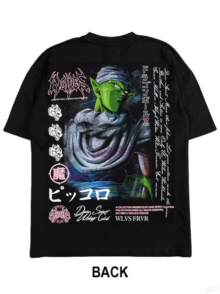 

New GYM Wolf Head Men's American Style Short-Sleeved T-Shirt Fitness Clothing Retro Training Dragon Ball Print Loose Pure Cotton