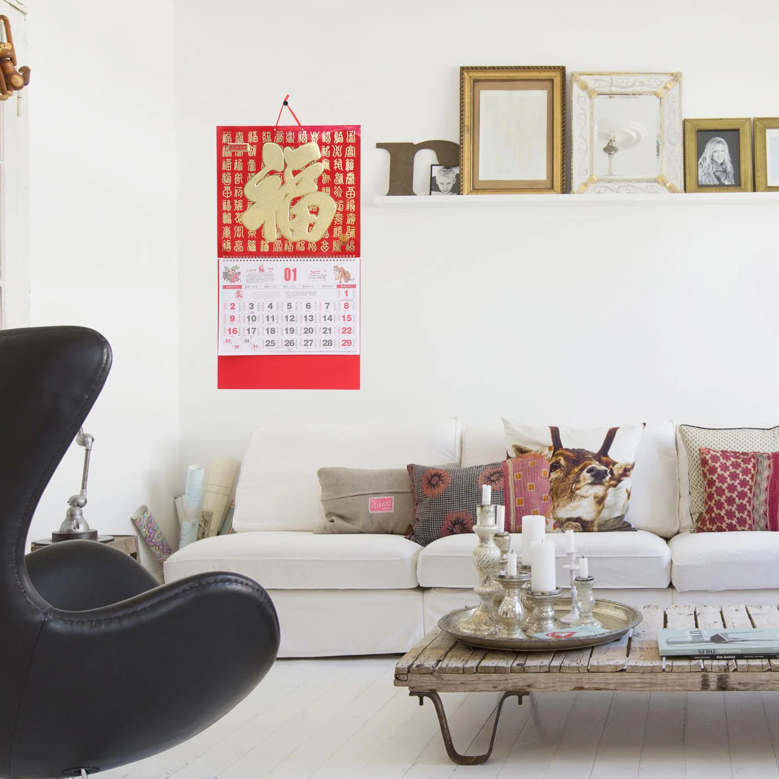 

2 шт. 2022 традиционный китайский календарь год тигра настенный подвесной домашний выбор изысканный дизайн яркие цвета простой календарь 2022