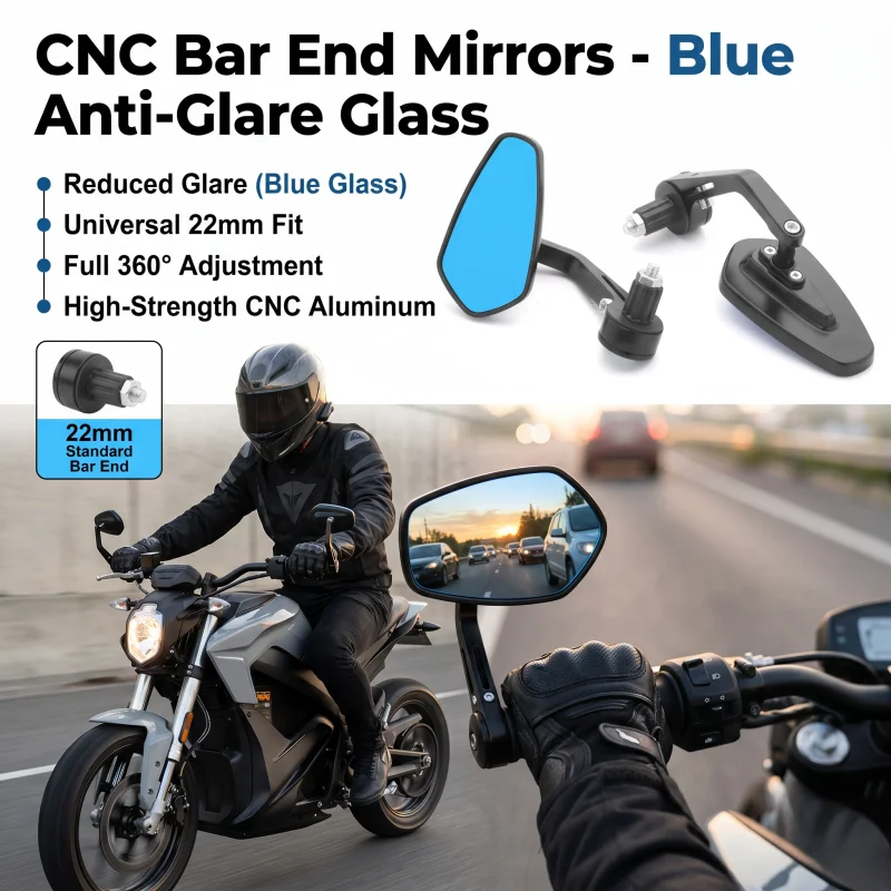 1Pair Shaped Handle Mirror Suitable for 7/8'' 22mm Handle Width Motorcycle Rearview Mirror Motorcycle Universal Accessories