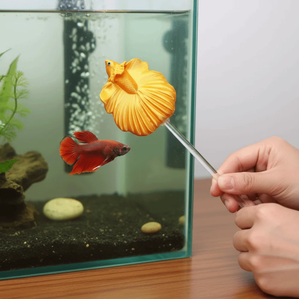 

Fun Long Pole Teasing Fish Stick Fish Shaped Colorful Simulation Betta Stick Resin Fish Interactive Plaything Teaser Toy