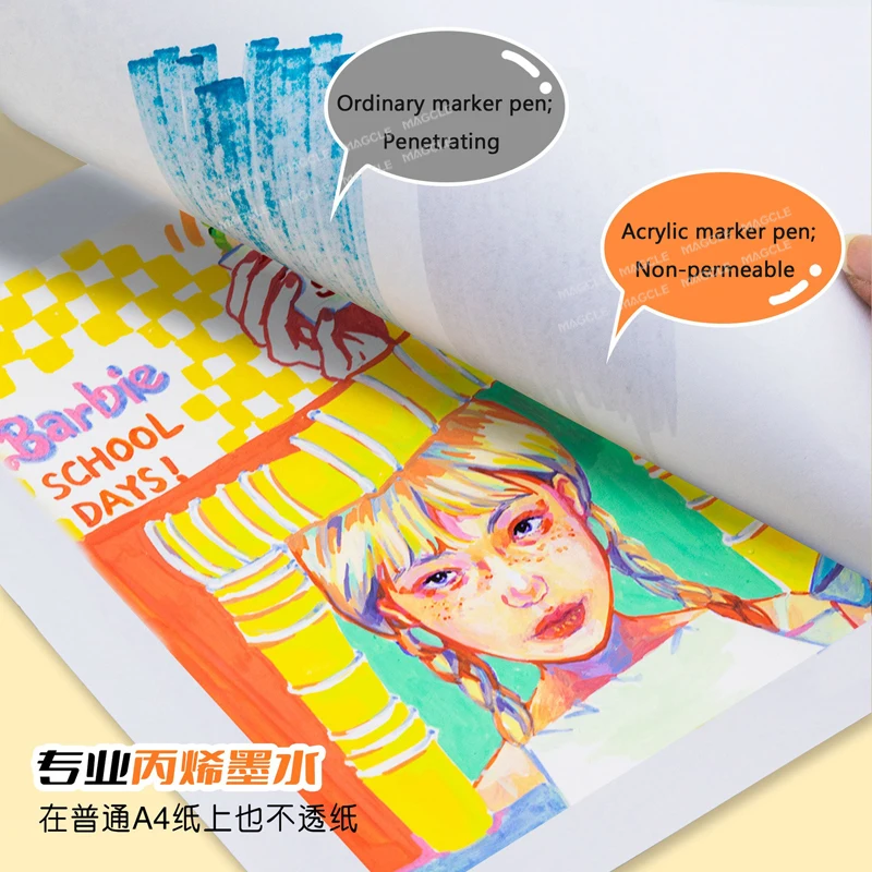 Guangna School Color Markers Set Soft Hard Tips Professional Acrylic Ink Opaque Foldable Art Paint Pens Safe Graffiti Stationery