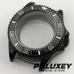 44mm Black SEA Homage Big Sapphire Crystal Watch Case Black Ceramic Bezel Fit NH35 NH36 4R35 4R36 NH34 NH38 NH39 NH70 Movement