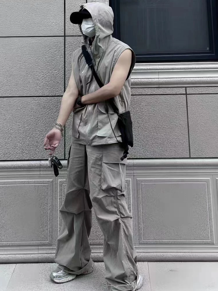 

American Paratrooper Work Pants Men's High-End Sensation Summer Hatl Svel Vest Jaet Trendy Set Straight Leg Casual...