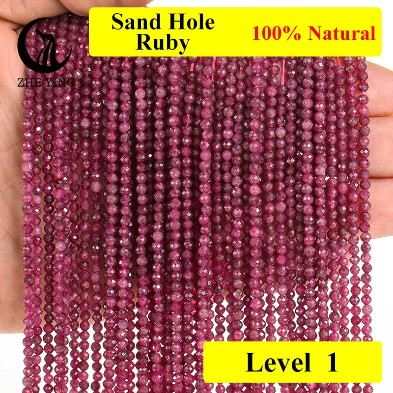 Zhe Ying 100% Ruby Stone 4mm Natural Faceted Epidote Amazonite Fluorite Beads for Jewellery Making DIY Bracelet Accessories