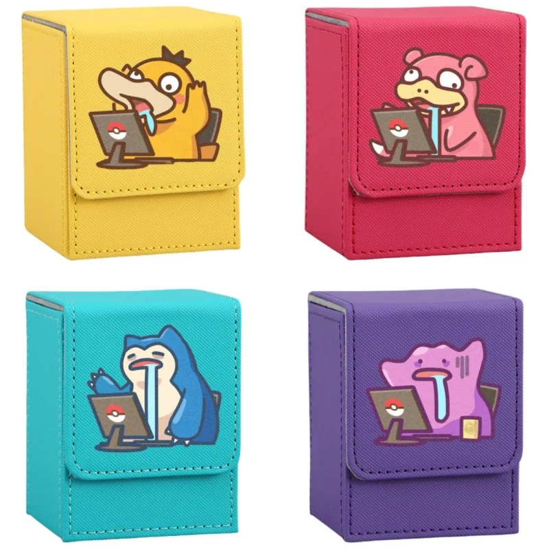 Psyduck Card Case Magikarp Slowpoke Snorlax Quagsire Marshtomp PTCG Diy Leather Action Toy Figures Anime Game Collection Box