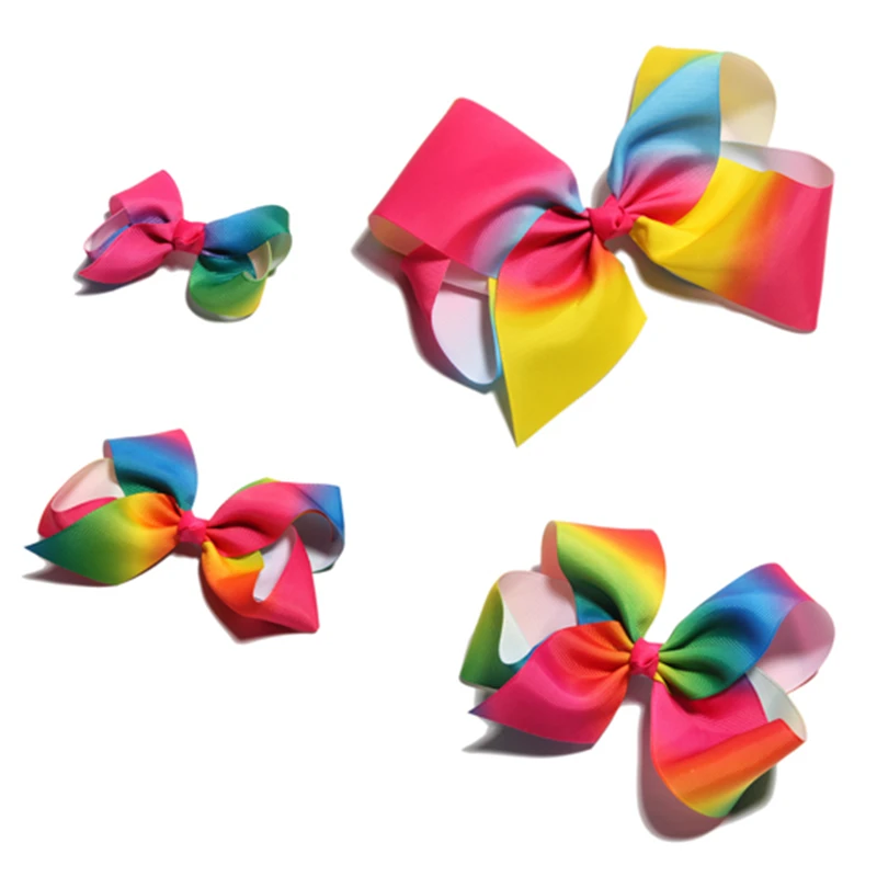 

120PCS Newborn Fashion Dovetail Rainbow Hair Bows for Hair Clips Handmade Gradient Color Hairbows for Girls Hair Accessories