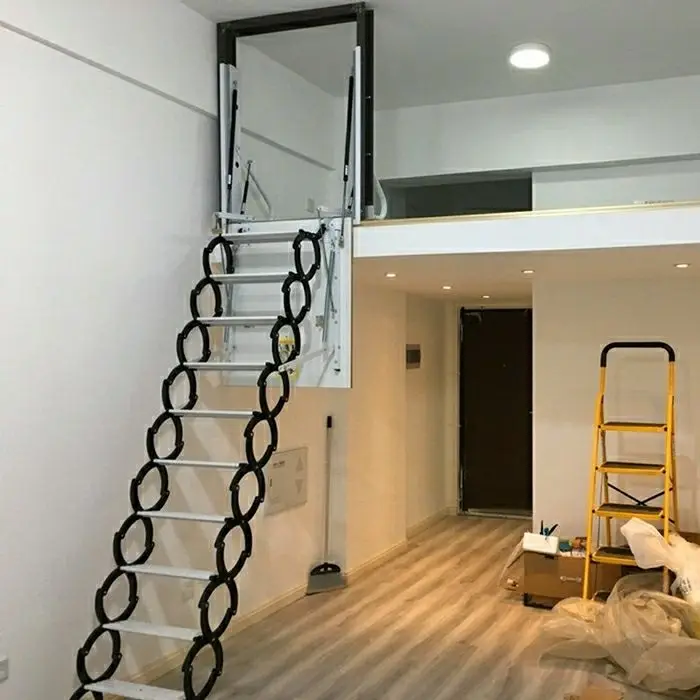 

Side loft carbon steel household thickened hidden aluminum alloy metal telescopic ladder