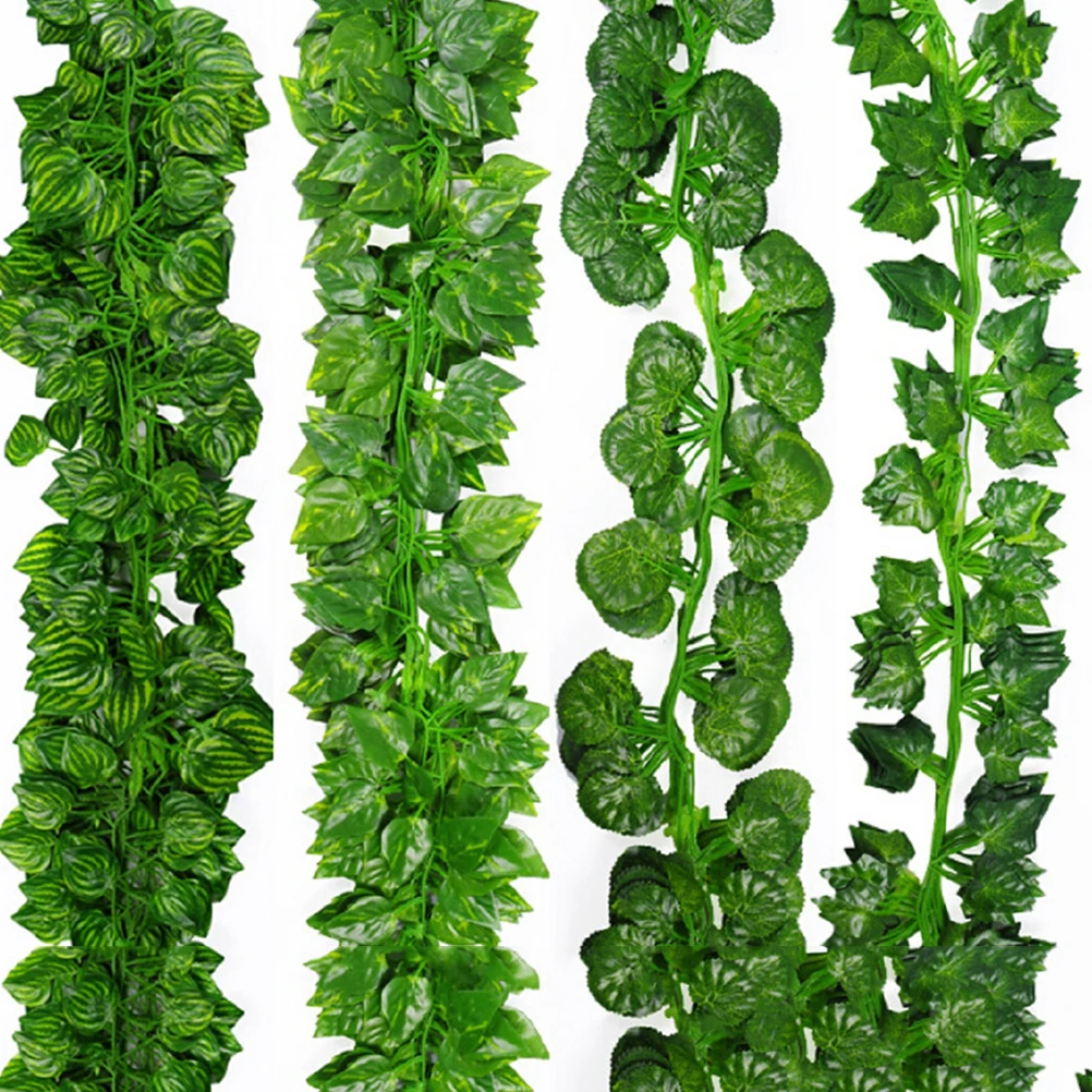 

10Pcs Leaf Vine Artificial Rattan Hanging Wall Decor Party Leaves Ornament Plants Rattan for Wedding Centerpieces