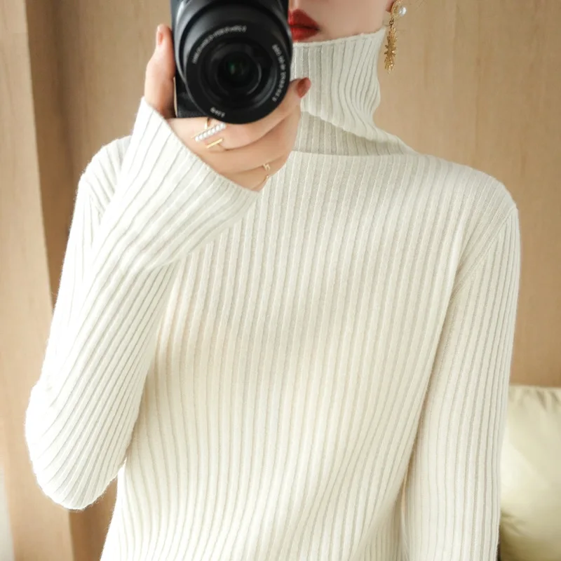 2022 Spring Autumn Winter Women\'s Cashmere Sweater Turtleneck Pullover Slim Solid Color High-quality Warmth Comfort Knitwears