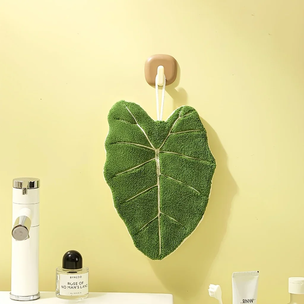 1 قطعة منشفة اليد أوراق النبات ، معلقة نوع المطبخ الحمام ، منشفة محمولة خرقة شفط المياه تنظيف النبات منديل المناشف