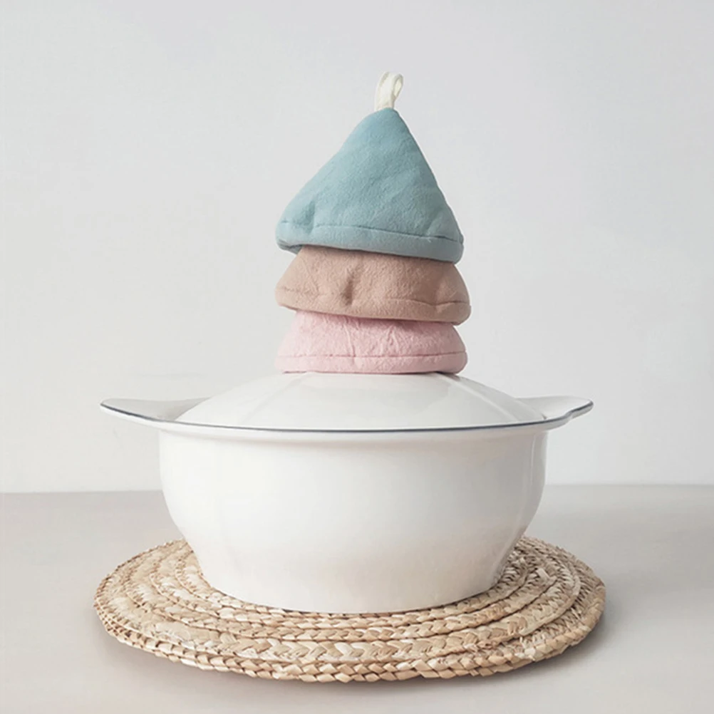 

4pcs Japanese Style Mini Pot Caps Triangle Shape Pot Handle Covers Heat Resistant Kitchen Household Supply Protective Grip Cover