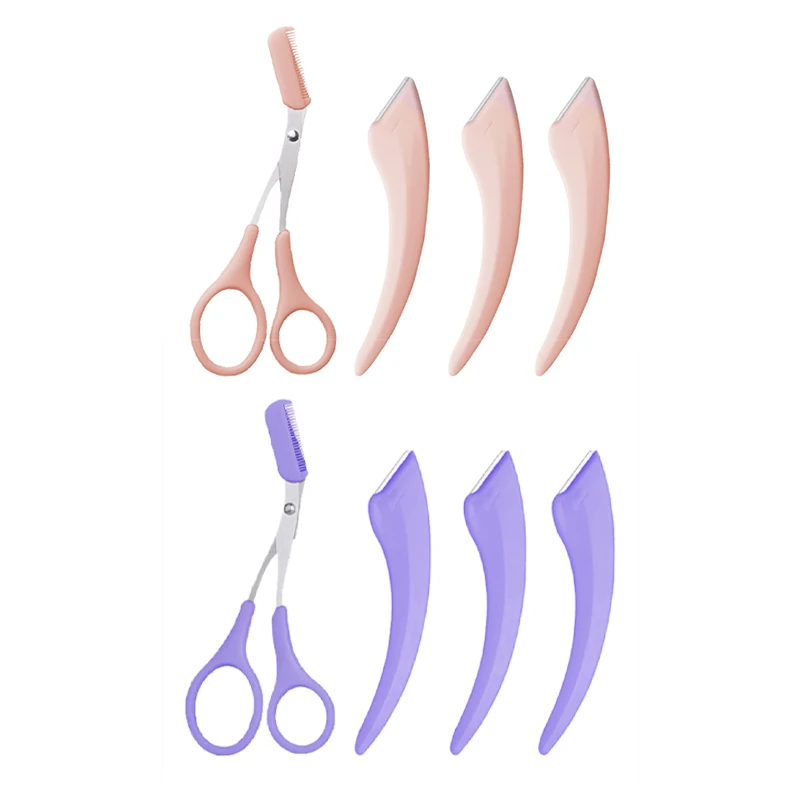 1/2/3pcs Eyebrow Trimming Knife Eyebrow Face Razor For Women Eyebrow Scissors With Comb Brow Trimmer Scraper