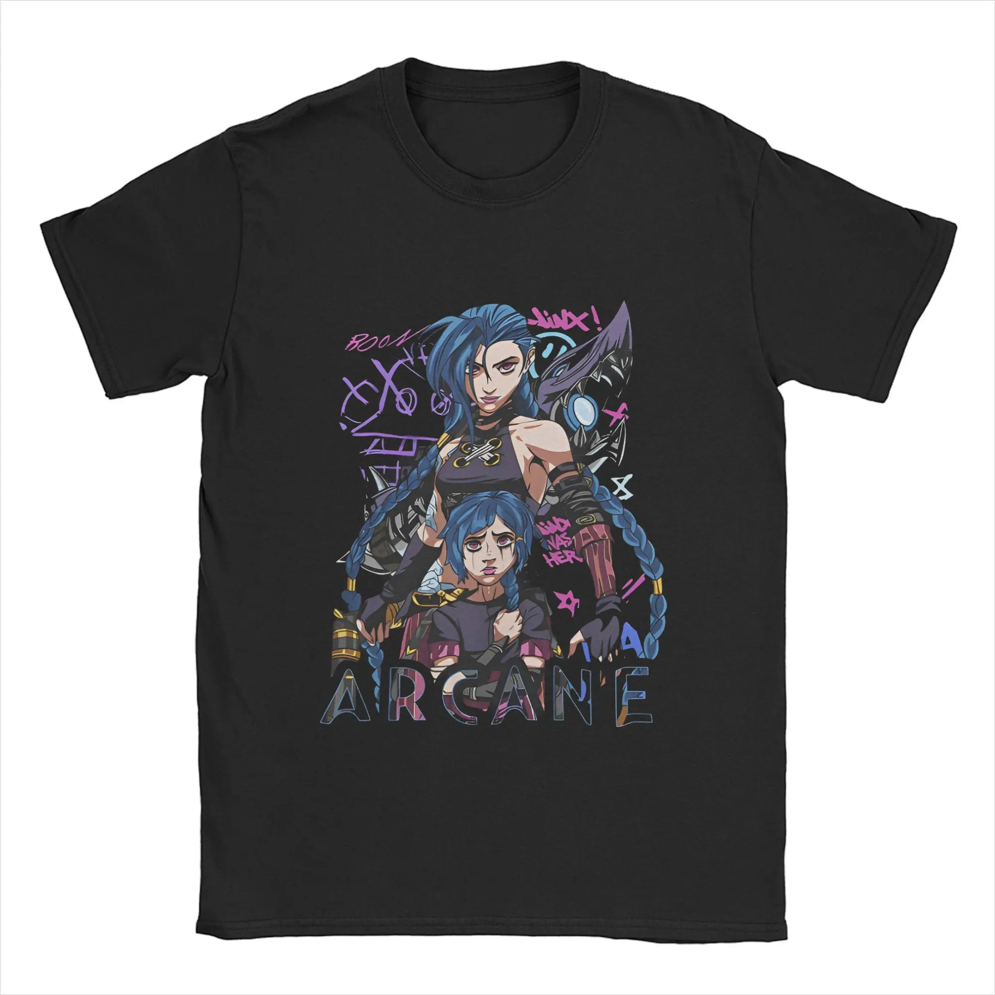 Mens Womens Jinx Arcane Shirt 100% Cotton Tee Shirts VIktor Game Logo Print Clothing Outfits