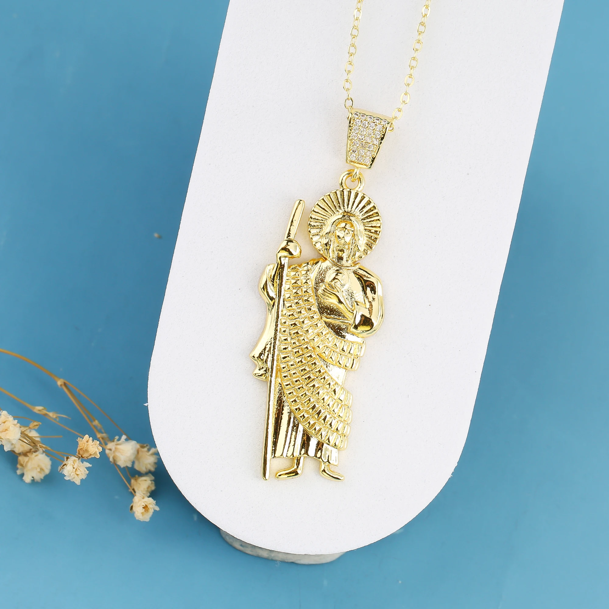 Classic Simple San Judas Tadeo Pendant 14k Gold-plated Men\'s and Women\'s Necklace for Religious Daily Party Jewelry Gift Choice