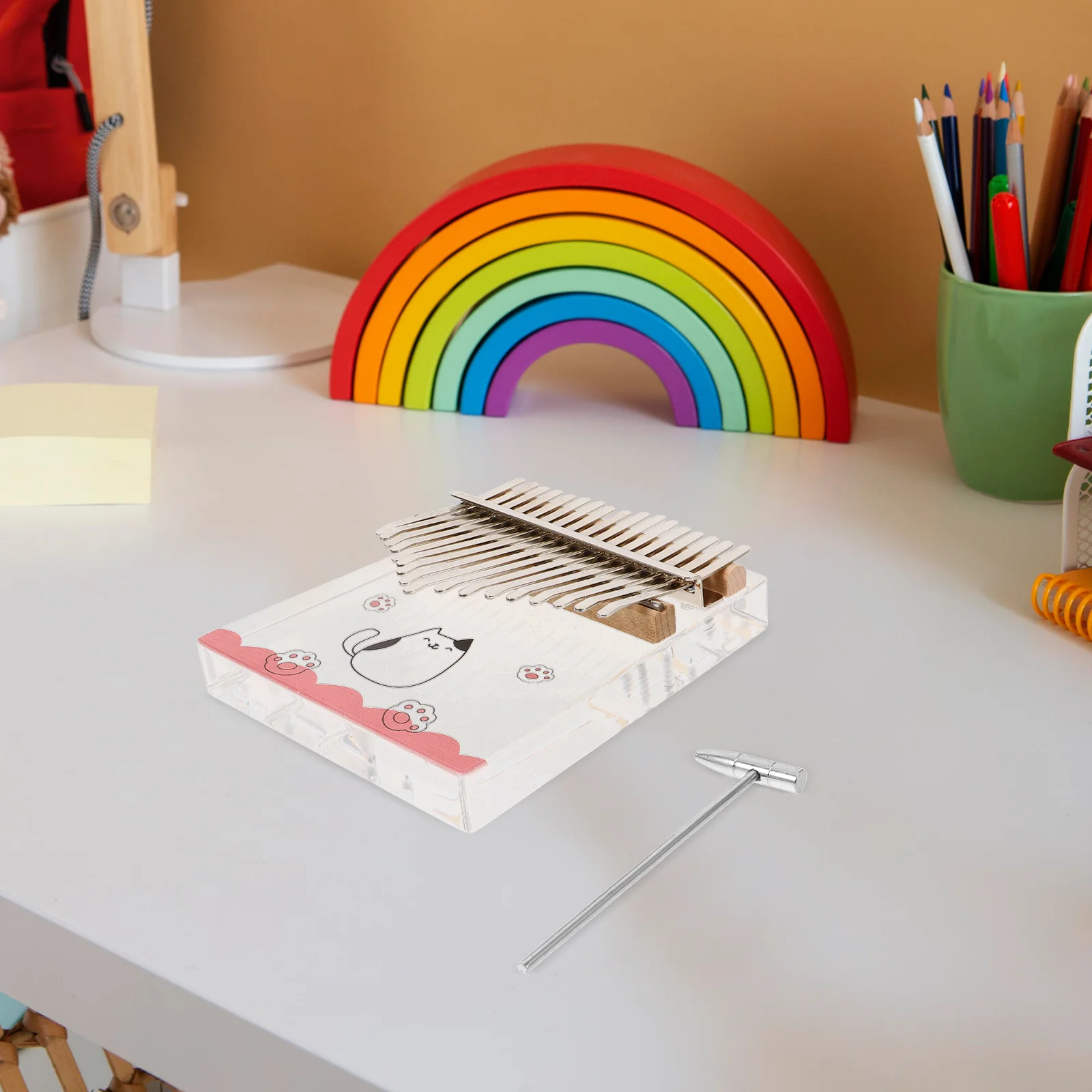 17-مفتاح كاليمبا الإبهام البيانو الشفاف الاكريليك نمط الرسوم المتحركة الصغيرة المحمولة آلة موسيقية المبتدئين ودية اليد البيانو #5