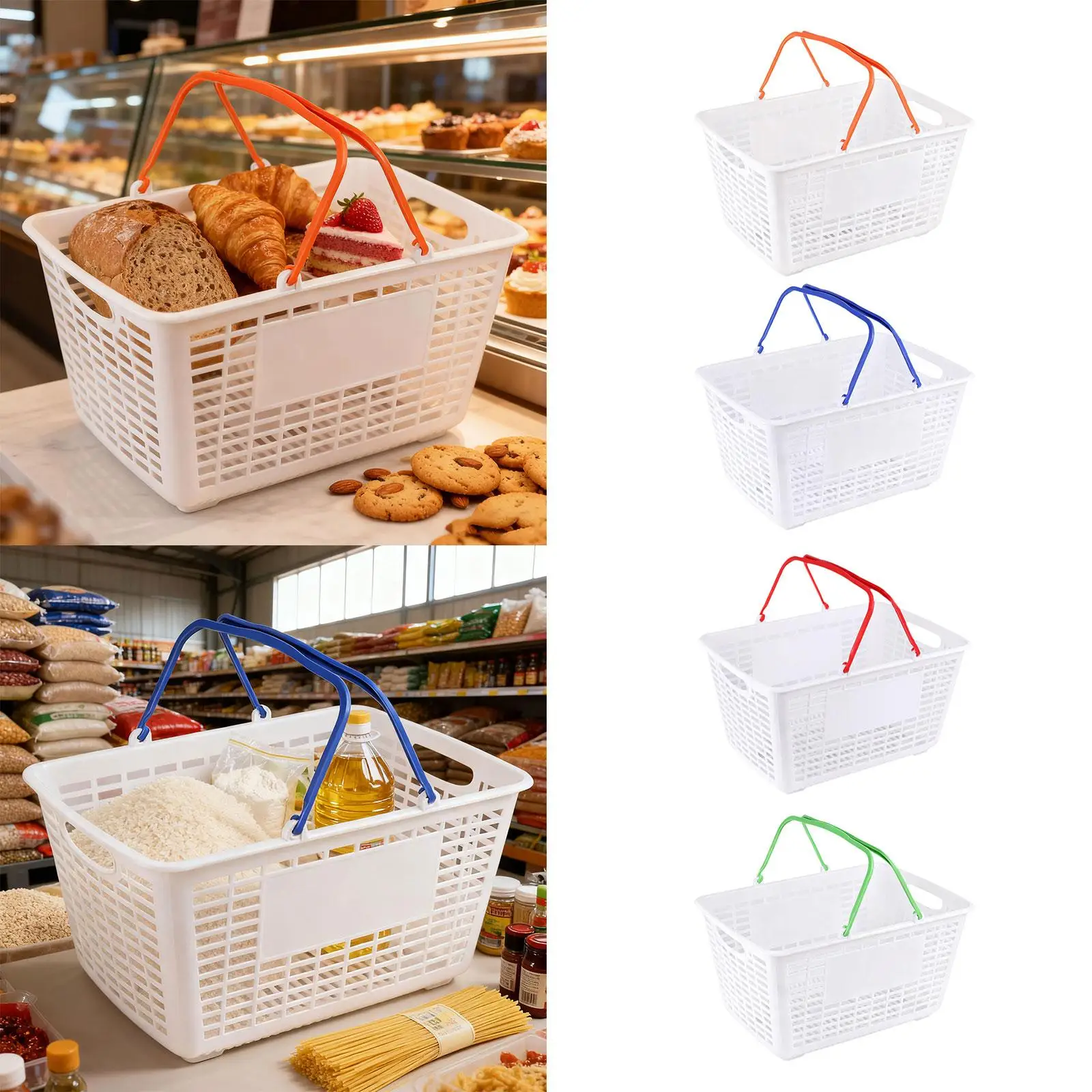 

Корзина для покупок, легкая, многофункциональная с ручкой, органайзер для супермаркетов, корзина для продуктов для игрушек, сарай, гараж, кухня, ванная комната