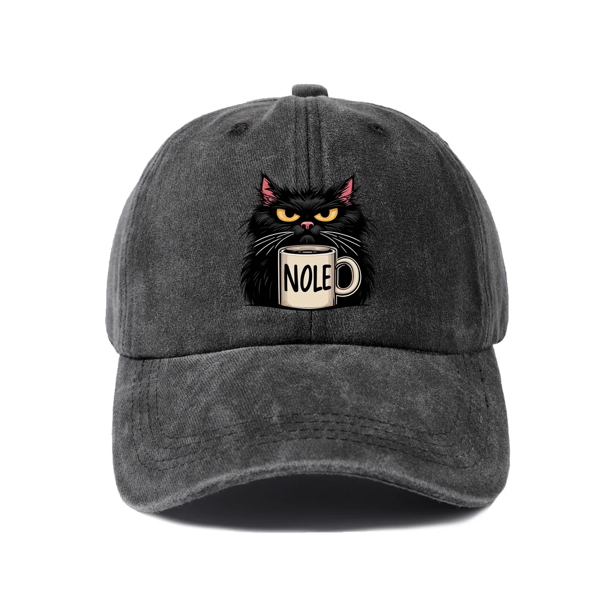 Retro Typography Graphic Baseball Cap, Vintage Washed Adjustable Unisex Dad Hat, Everyday Gift