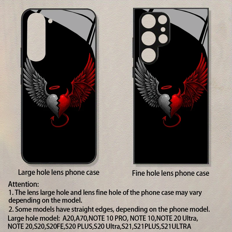 2D Heart Split Wings Pattern Mobile Phone Case for Samsung S26 S25 S24 S23 S22 S21 S20 A56 A36Tempered Glass Protective Cover view 5