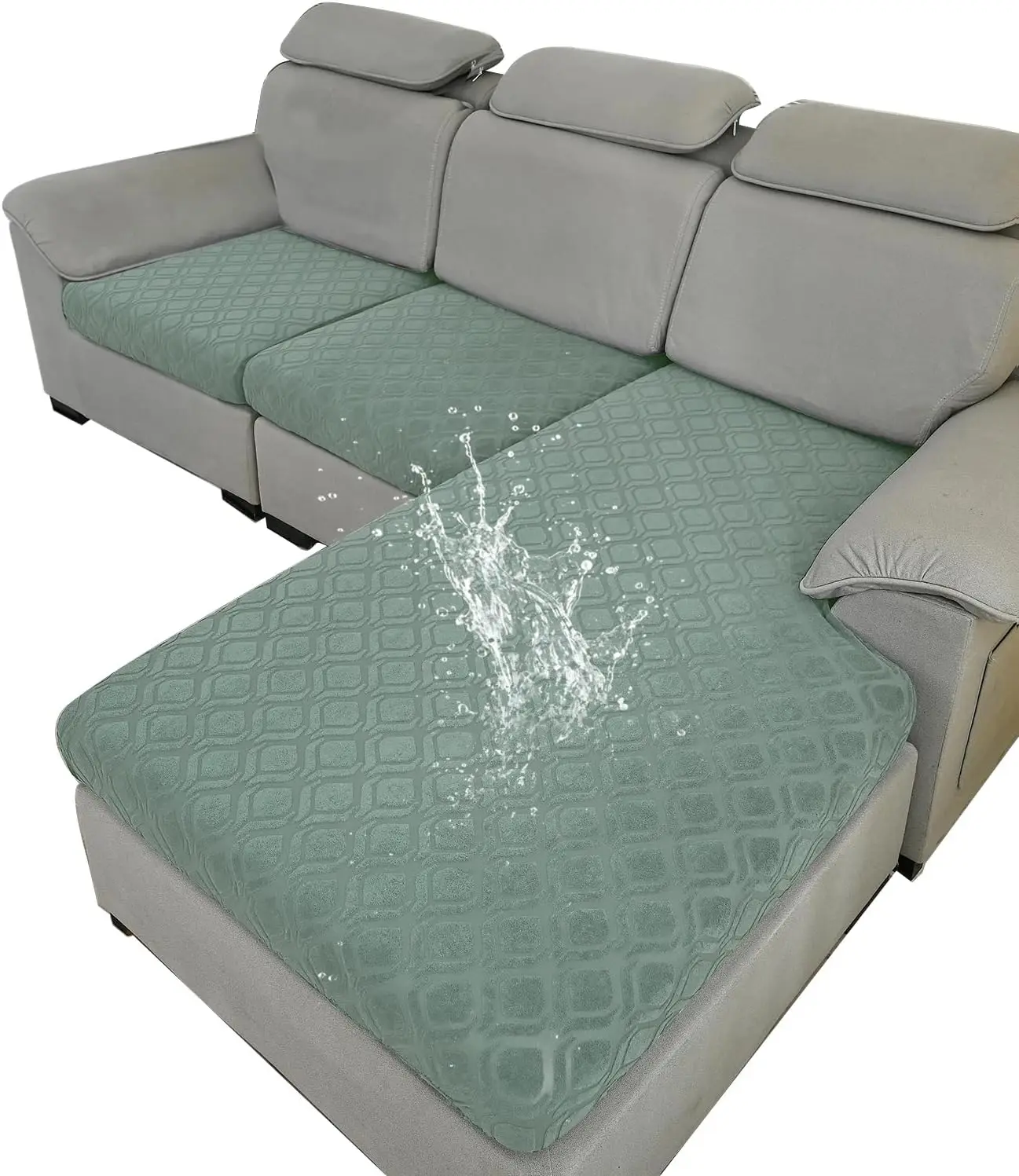

Waterproof 3 Pieces Couch Cushion Covers For Sectional Sofa, L Shape Chaise Lounge Sofa Cushion Covers Couch Seat Covers