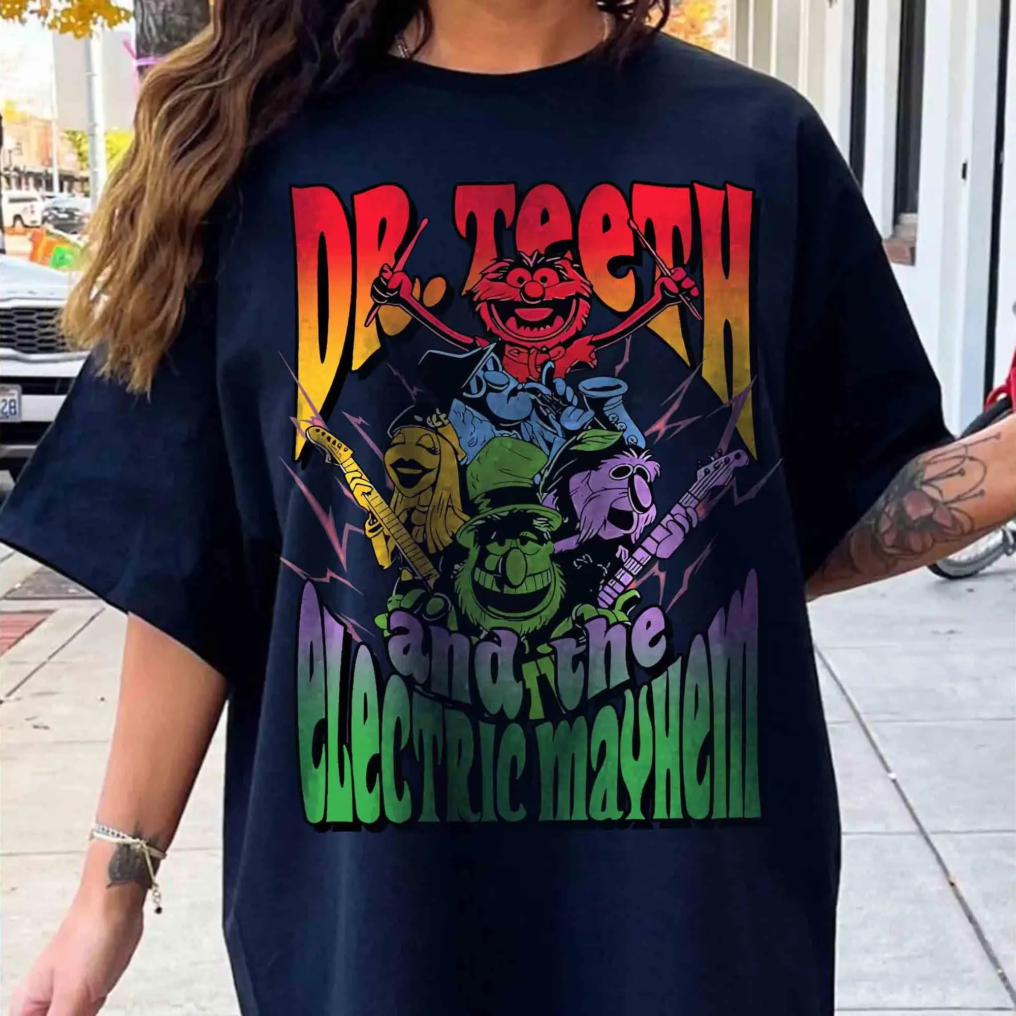 Retro Doctor Teeth And The Electric Mayhem Rock Band T-Shirt Disney Muppets Show Tee