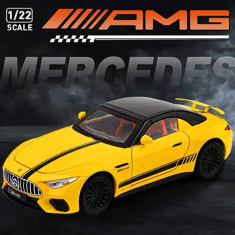 1:22 Mercedes-Benz SL63 Supercar Legering Gegoten Speelgoed Auto Model Geluid en Licht kinderen Speelgoed Collectibles verjaardagscadeau C398