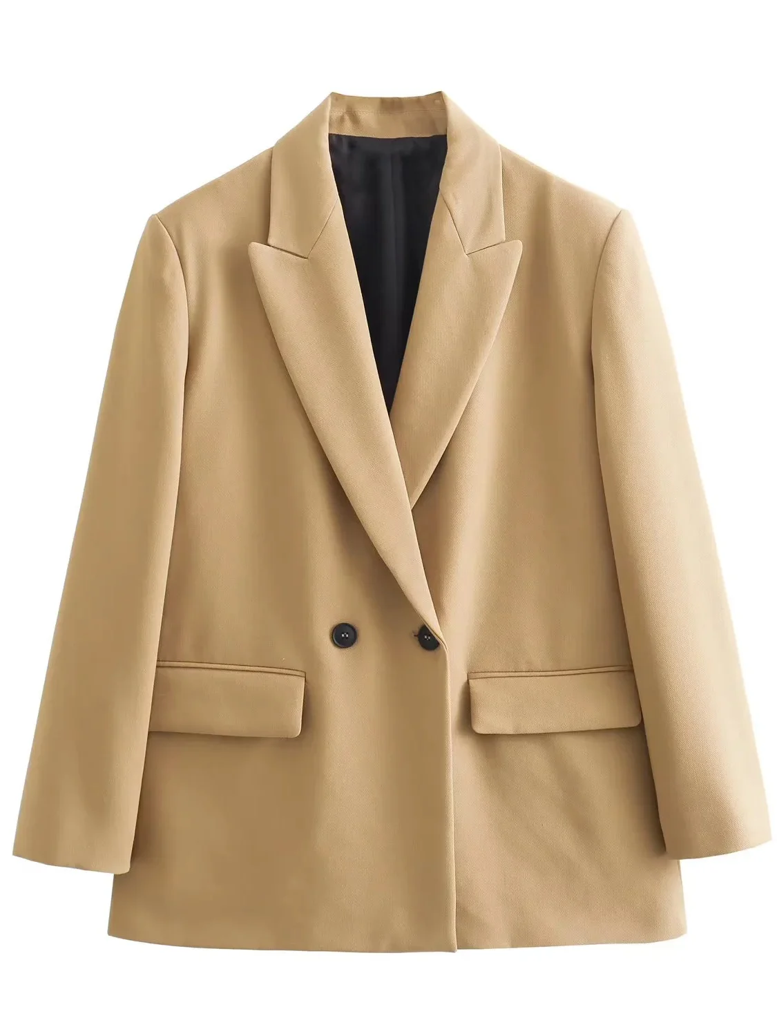 بدلة نسائية بيضاء غير رسمية للتنقل Jaet مزدوجة الصدر فضفاضة تناسب طويلة Sve ملابس عمل متعددة الاستخدامات