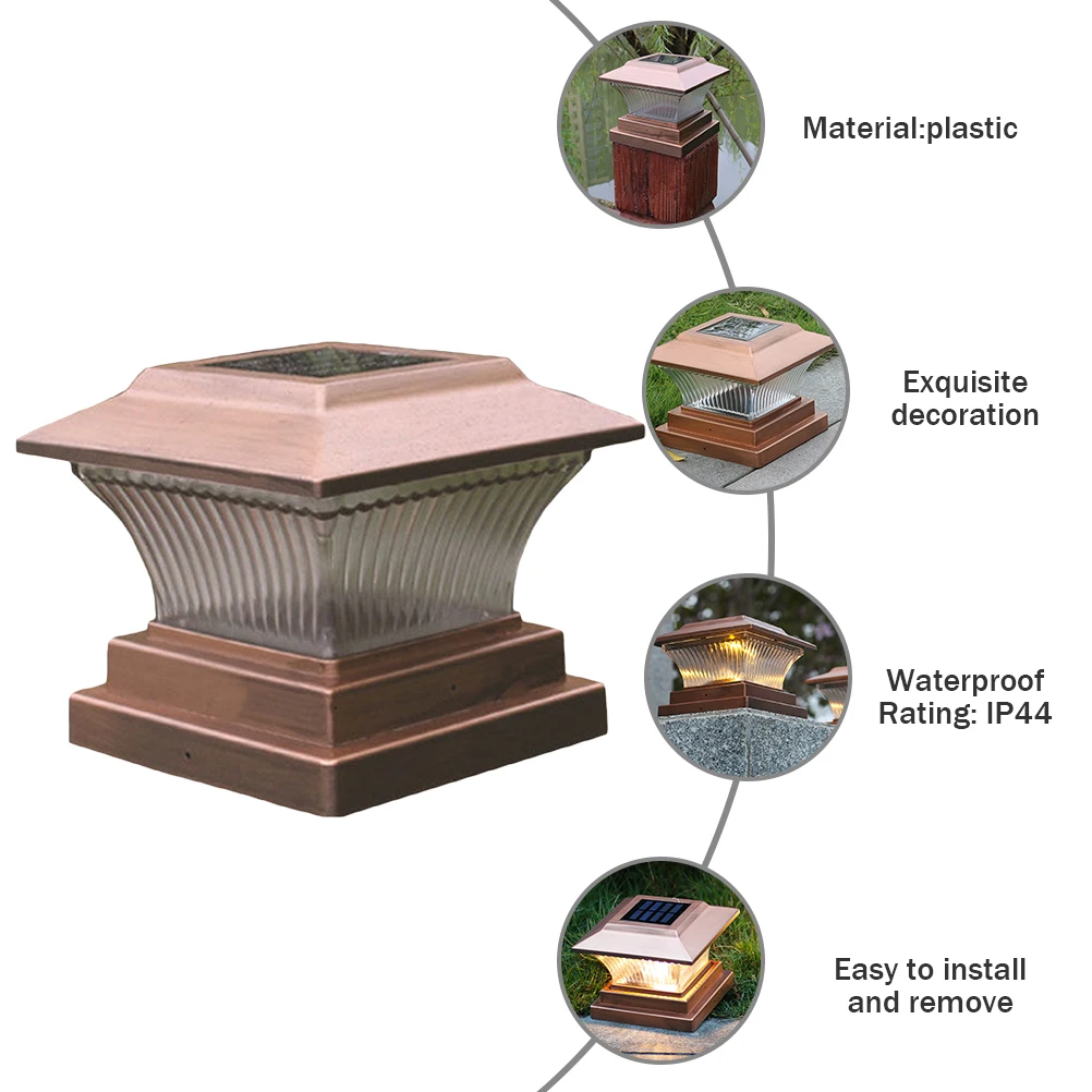 

Solar Garden Light Lamps Outdoors Post Column Plastic Fence Landscape Solar Energy Courtyard Pillar Lighting Tool Waterproof