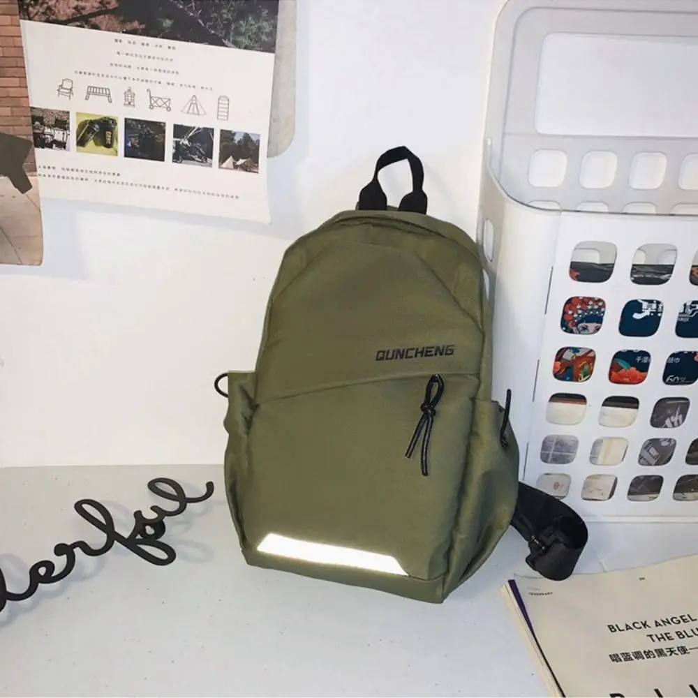 Solid Color Nylon Chest Bag Multifunctional Large Capacity Shoulder Crossbody Bag Adjustable Shoulder Korean Style