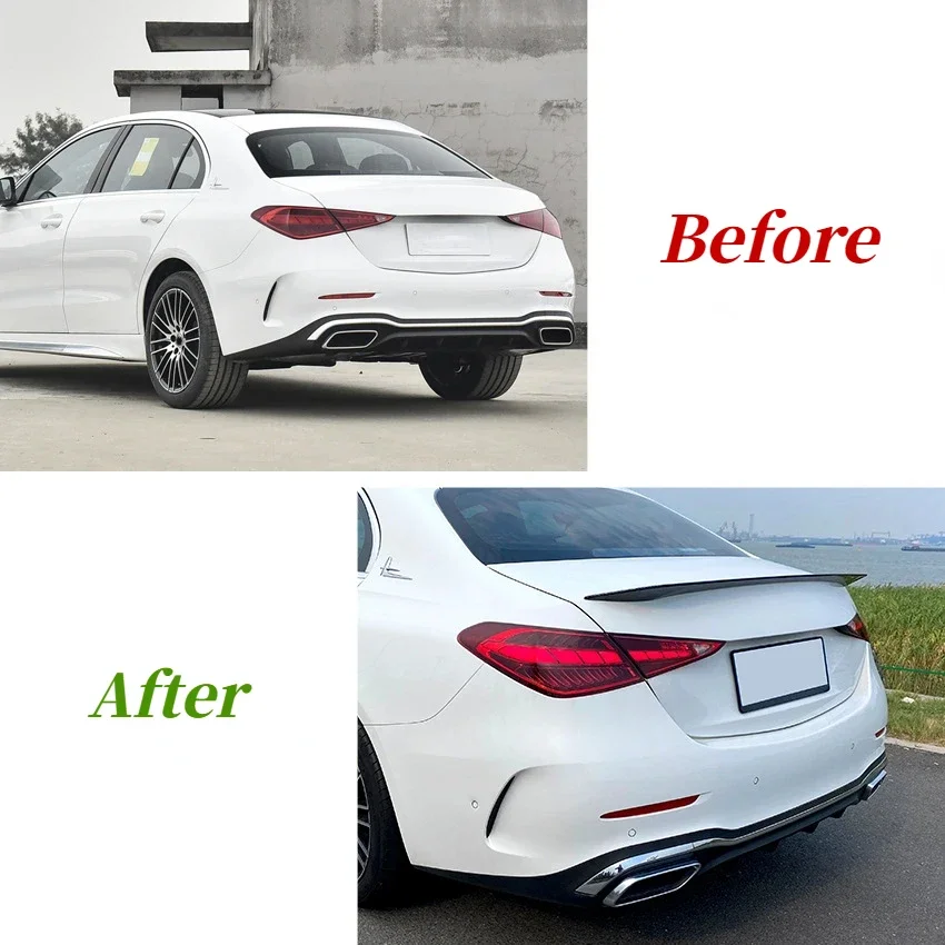 For MercedesBenz C Class W206 C200 C260 C300 C63 AMG 2022 2023 2024 Car Rear Spoilers Lip Wings Splitter Gloss Black Body Kits