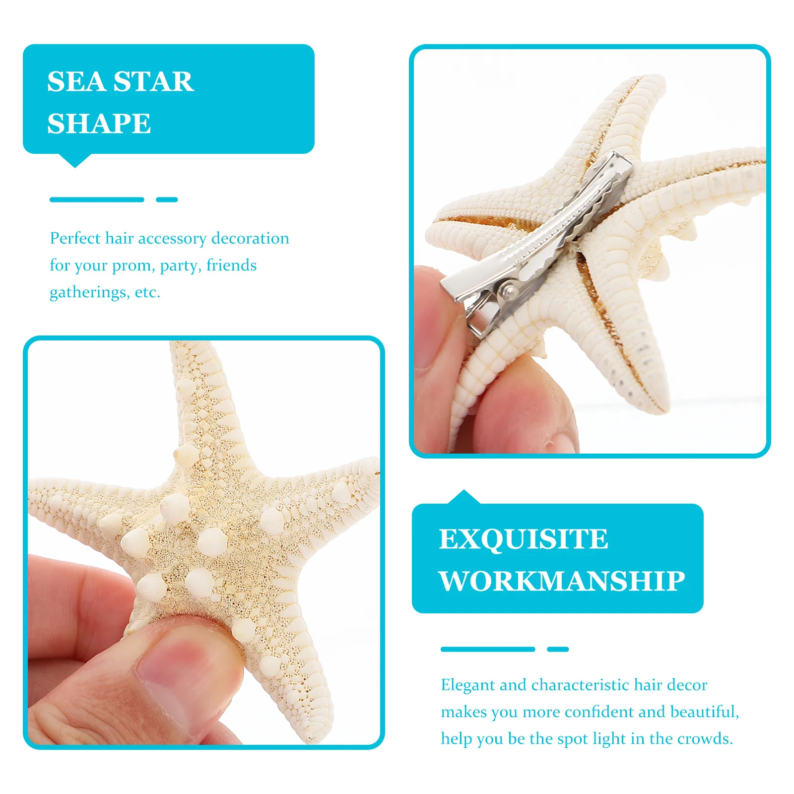 

6Pcs Sea Star Hair Clips Elegant Mediterranean Style Beach Party Hair Accessories Star Hairpins Barrettes for Women