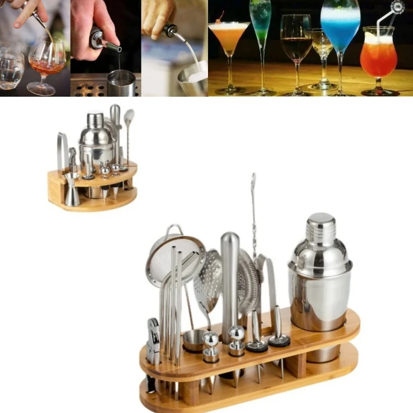 

12/18pc Set stainless steel cocktail shaker Pourer jigger muddler Shaker kit Bartender kit cocktail set Drinks bar accessories