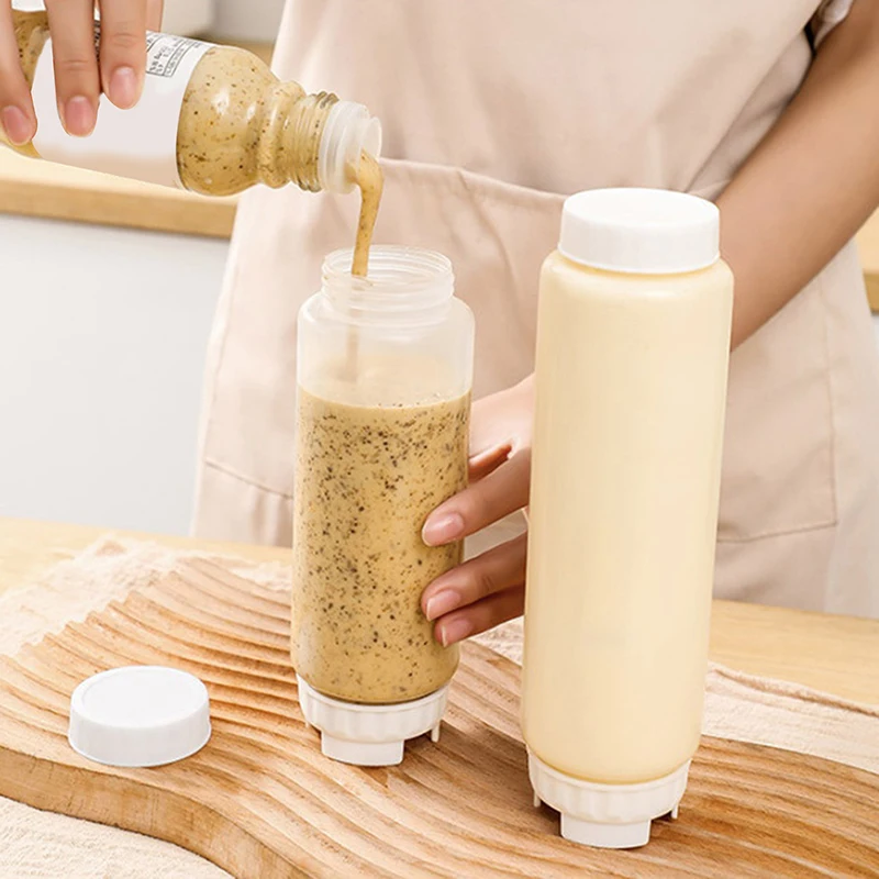 500 مللي موزع الصلصة سعة كبيرة مزدوجة رئيس زجاحة ضغط زجاجة زيت زيتون موزع زجاجة تخزين أواني المطبخ #2