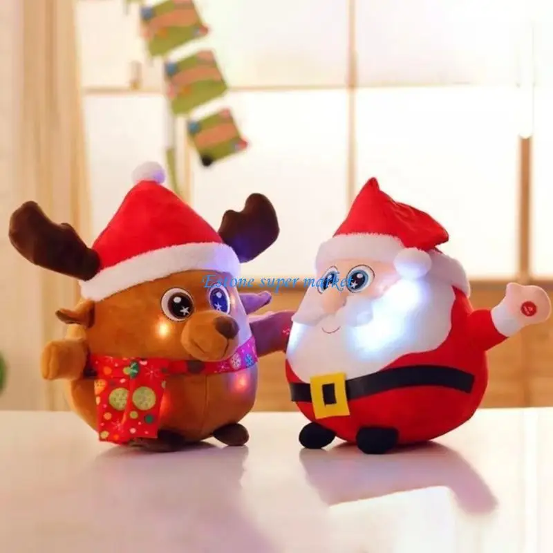 090B 20 ซม./8 นิ้วตุ๊กตาสำหรับตุ๊กตาตุ๊กตาSantaผ้าฝ้ายนุ่มLight Upไฟฟ้าของเล่นในตัวเพลงปาร์ตี้วันหยุดของขวัญOrnamen