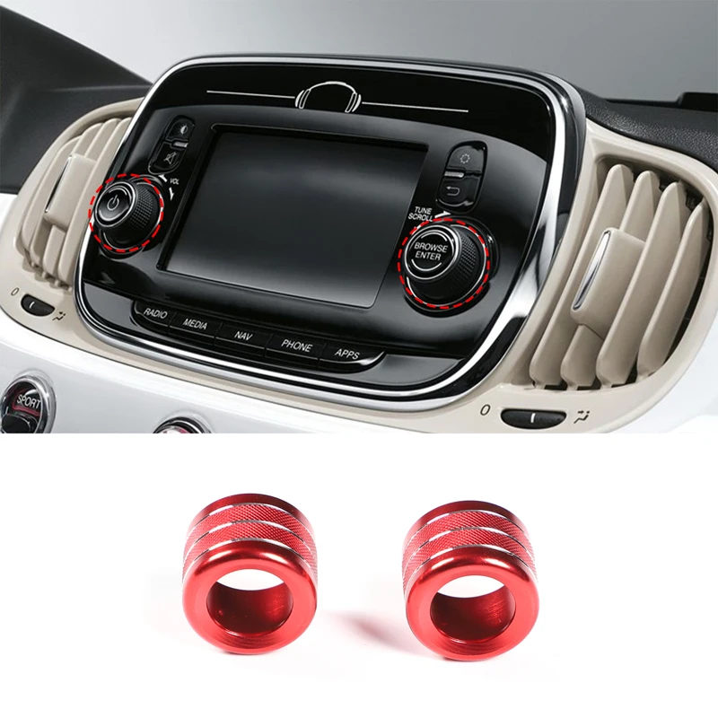 

For 2016-2022 Fiat 500 aluminum alloy red car styling car volume media knob ring sticker car interior protection accessories