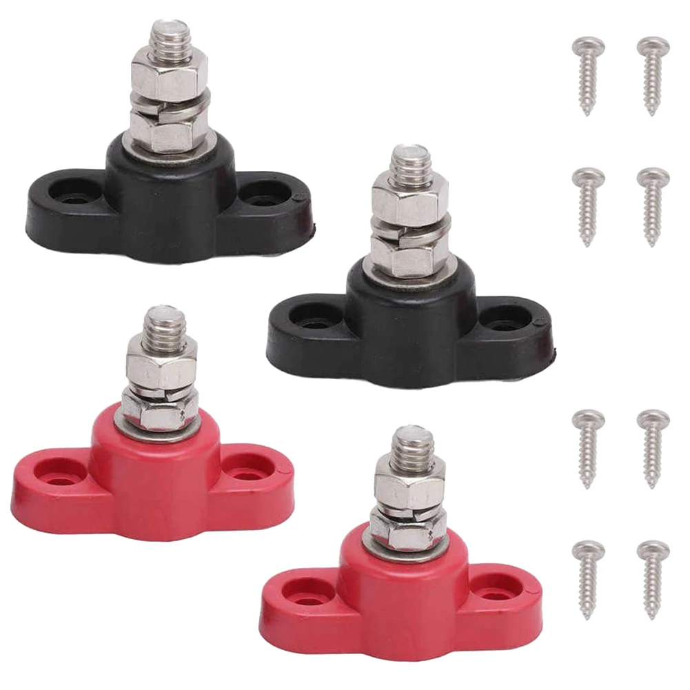 Red And Black Power Stud For RVs For Solar Battery Junction Box For All 12V 24V Wide Application Plastic Safety