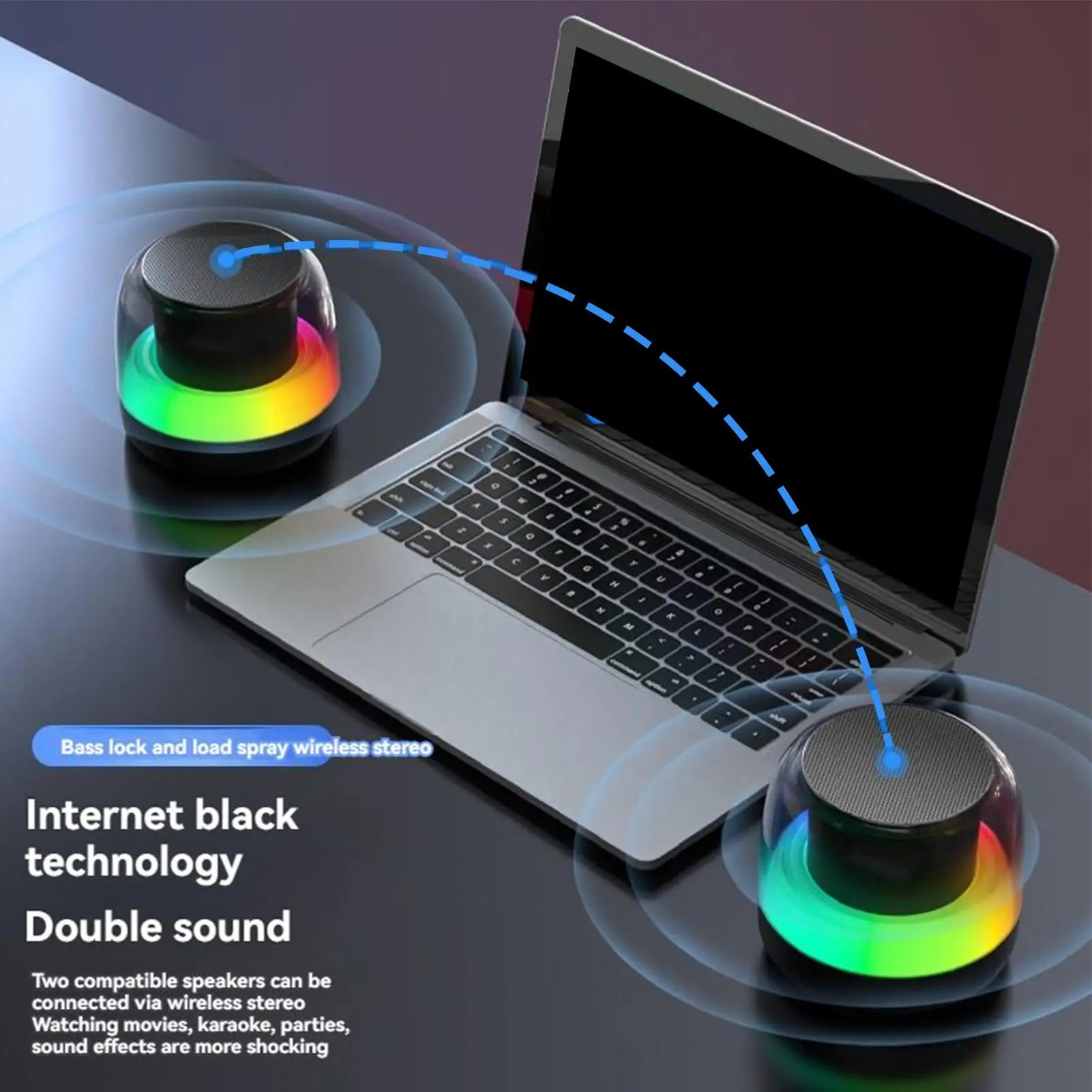 مكبر صوت لاسلكي 5.0 مكبرات صوت مع ضوء RGB مشغل موسيقى صوت محمول مع 7 تنفس متدرج مسبقًا #1