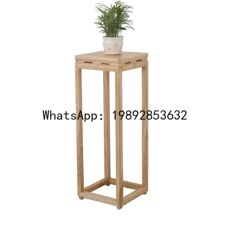 H5.20 new chinese style ash wood entryway bonsai stand balcony living room decorative flower stand shelf - view 5