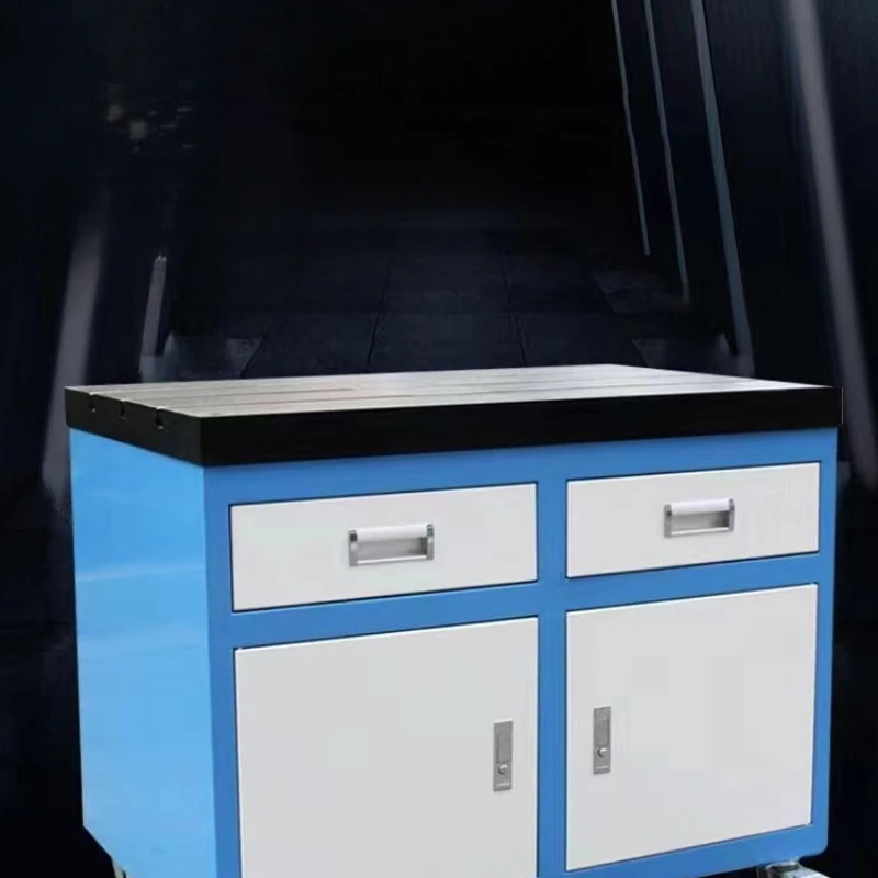 Mobile Tapping Machine Workbench with T-Slot Drawer Cabinet Tapping Machine Base Cast Iron Platform