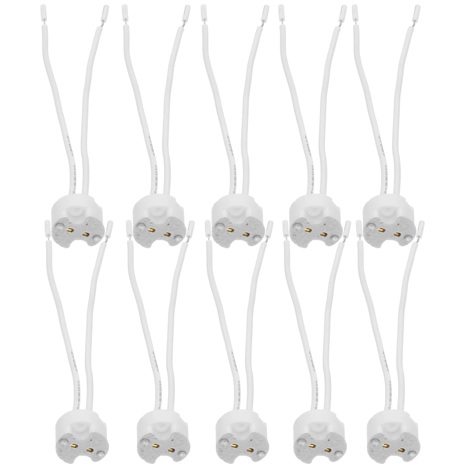

10pcs Ceramic Lamp Holder .3 GU5.3 MR16 Silver Base Warm Light Bulbs Landscape Lighting Silicone Wire Connectors Halogen