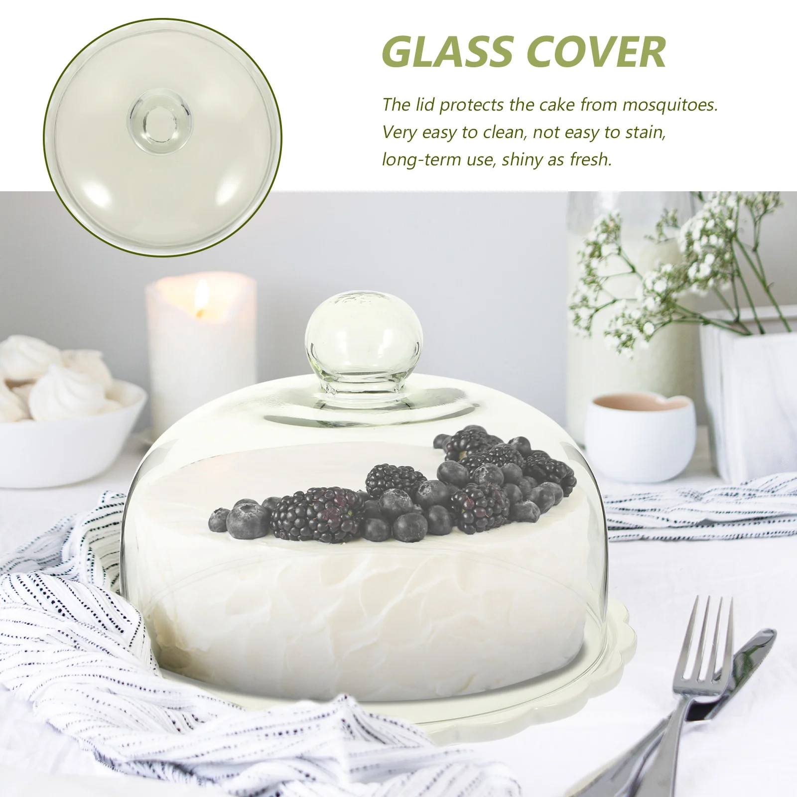 

1 комплект, стеклянная крышка для сладкого стола, защитная вытяжка для десерта для тортов, кексов, фруктов, легко чистится, длительное использование