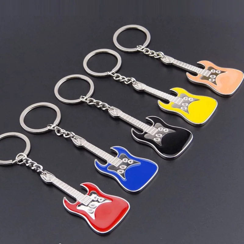 Hot Muscial Guitar keychains new Colorful men women gift Key Chain Vintage Bag kry ring Best Couple gift Jewelry