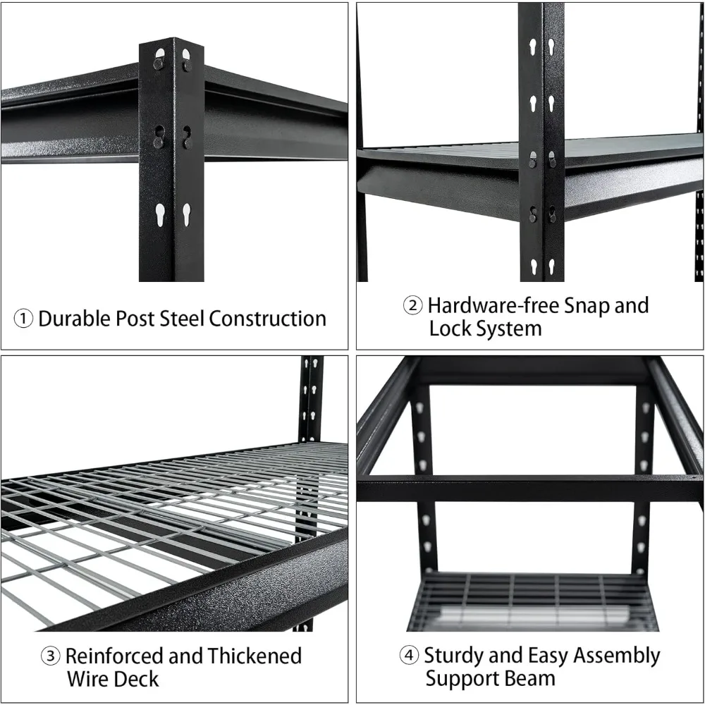 وحدة رفوف جراج معدنية 72 بوصة عرض تحميل 12000 رطل، رف تخزين عالي التحمل من 4 طبقات، أرفف صناعية قابلة للتعديل للمستودعات #6