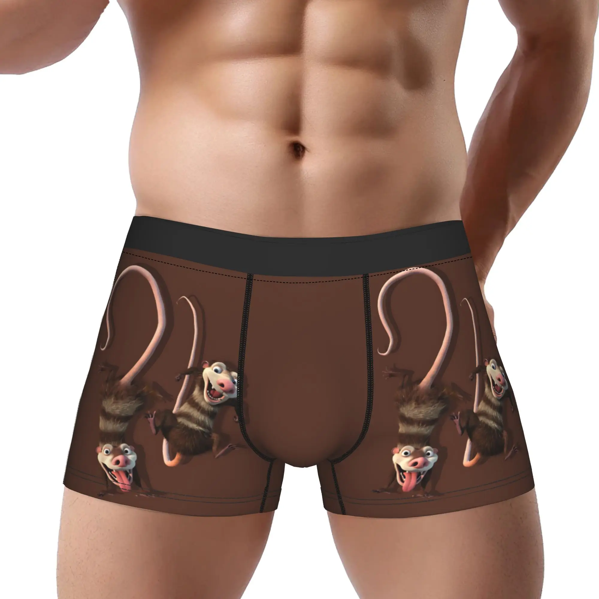 

1 шт. Трусы-шорты мужские Breathbale Panties Man Underwear Ventilate Shorts с принтом Crash and Eddie The Possum Twins Ice Age