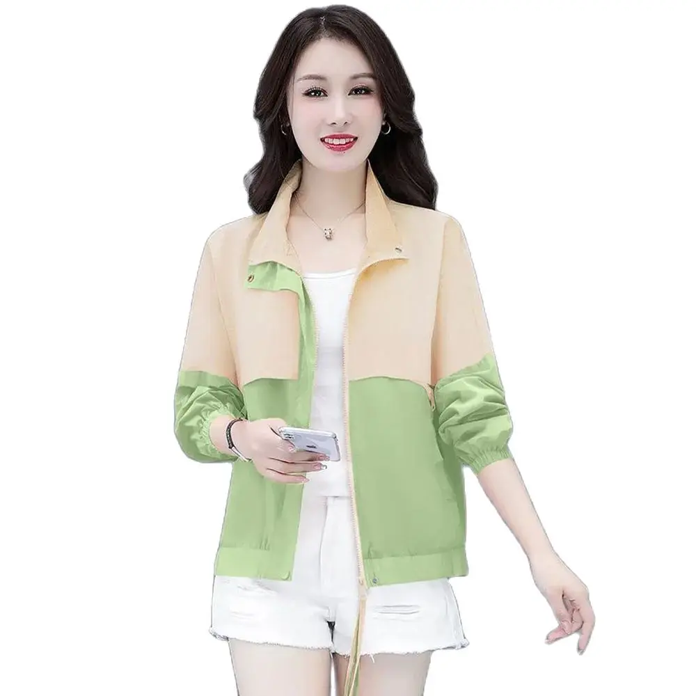 

Ln summer, The New Western Style Stitching Loose Fashion Sunscreen Thin Coat Ladies Joker Age-reducing Casual Jacket Tide.