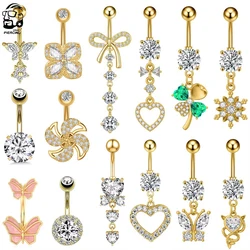 1pcs Long Dangled Tassel Belly Button Rings Star Butterfly Heart Pendant Navel Piercing Ombligo Oreja 1.6*10mm for Women Jewelry