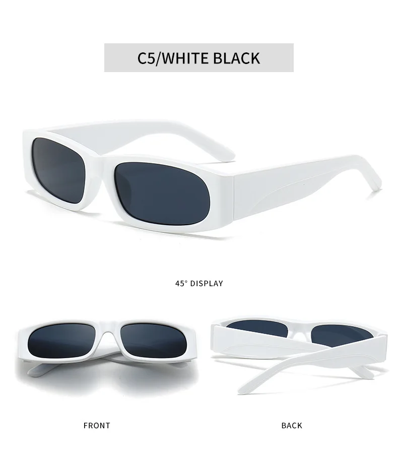 Schwarze Sonnenbrille im Hiphop-Stil mit schmalem Rahmen für Herren im Retro-Stil, mühelose orangefarbene Sonnenbrille UV400 – Detail 10