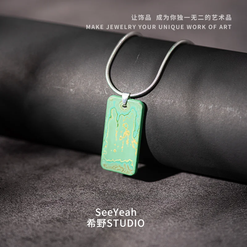 

Лаковая квадратная подвеска ручной работы, современный китайский тренд, оригинальный комплект унисекс премиум-класса для пары, художественный эффектный ювелирный подарок