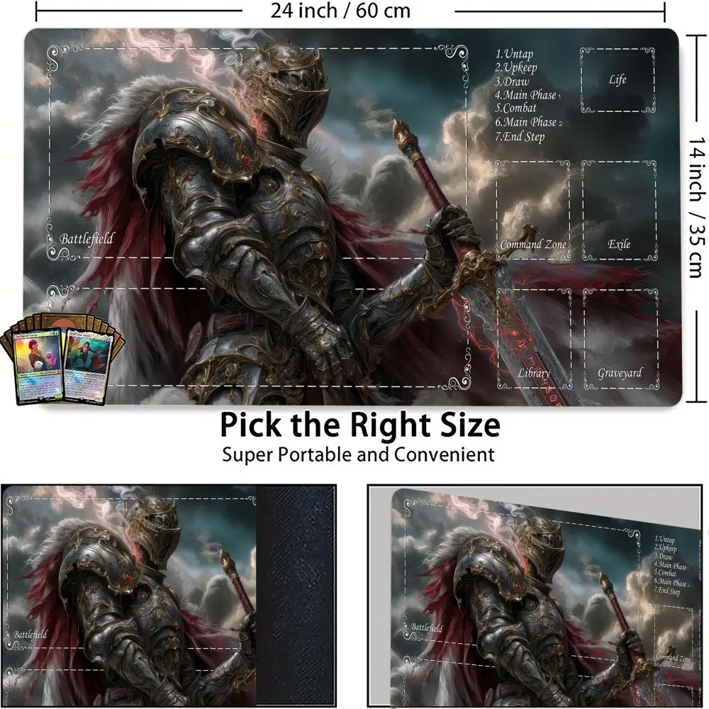 

Epic Knight Illustration Design MTG Playmat Magic Card Battle Mat Non-Slip Durable 35X60CM Commander playmat tapete magic mtg